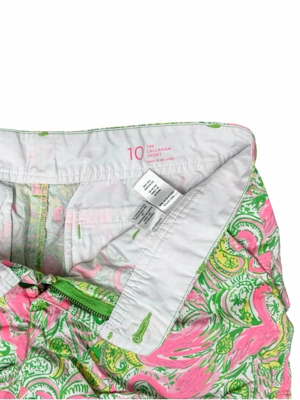 Lilly Pulitzer Pink Flamingo & Lime Paisley High-Rise Shorts